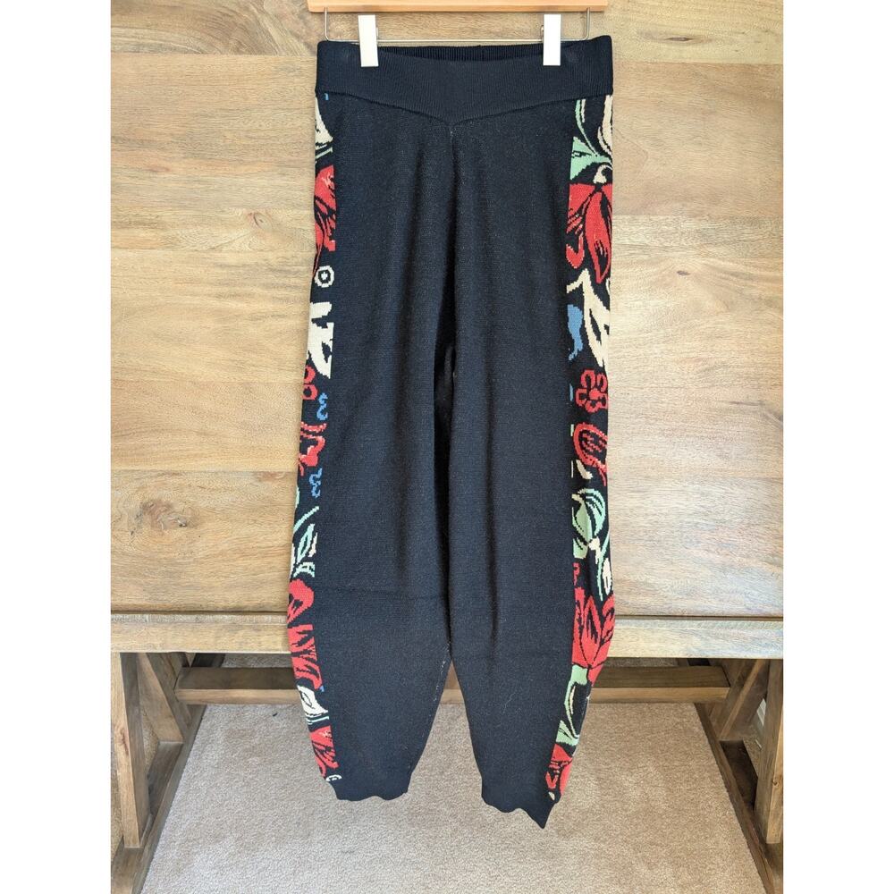Piper Scoot The Gadot Jogger Pants Womens S Black Multi Floral Knit Pull On NWT